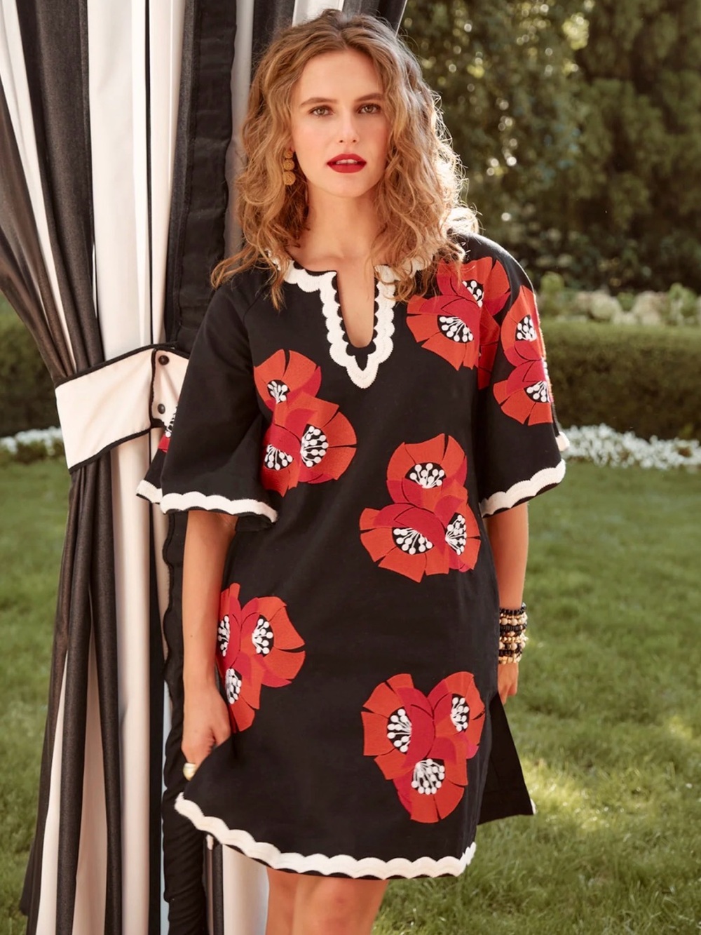 FRANCES VALENTINE NWT Mini Poppy Print Caftan XL